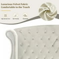 thumbnail image 4 of Christopher Knight Home King Velvet Platform Bed Frame, Nailhead Trim Button-Tufted Wingback Headboard, Beige, 4 of 11