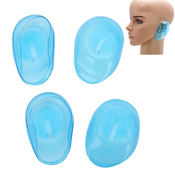 2Pair/4pcs Blue Clear Color Silicone Ear Cover Hair Dye Shield Protect