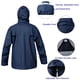thumbnail image 3 of Trajes de lluvia para hombres y mujeres, impermeable, resistente, impermeable, pesca, equipo de lluvia, chaqueta y pantalones, capucha oculta (azul marino, XXL), 3 of 5
