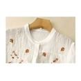 thumbnail image 4 of Jxximdong Button Down Shirts for Women, Women's Cotton New Oriental Loose Embroidered Tops Summer Mid Length 3/4 Sleeve Shirt, White Women's Blouses, 4 of 6