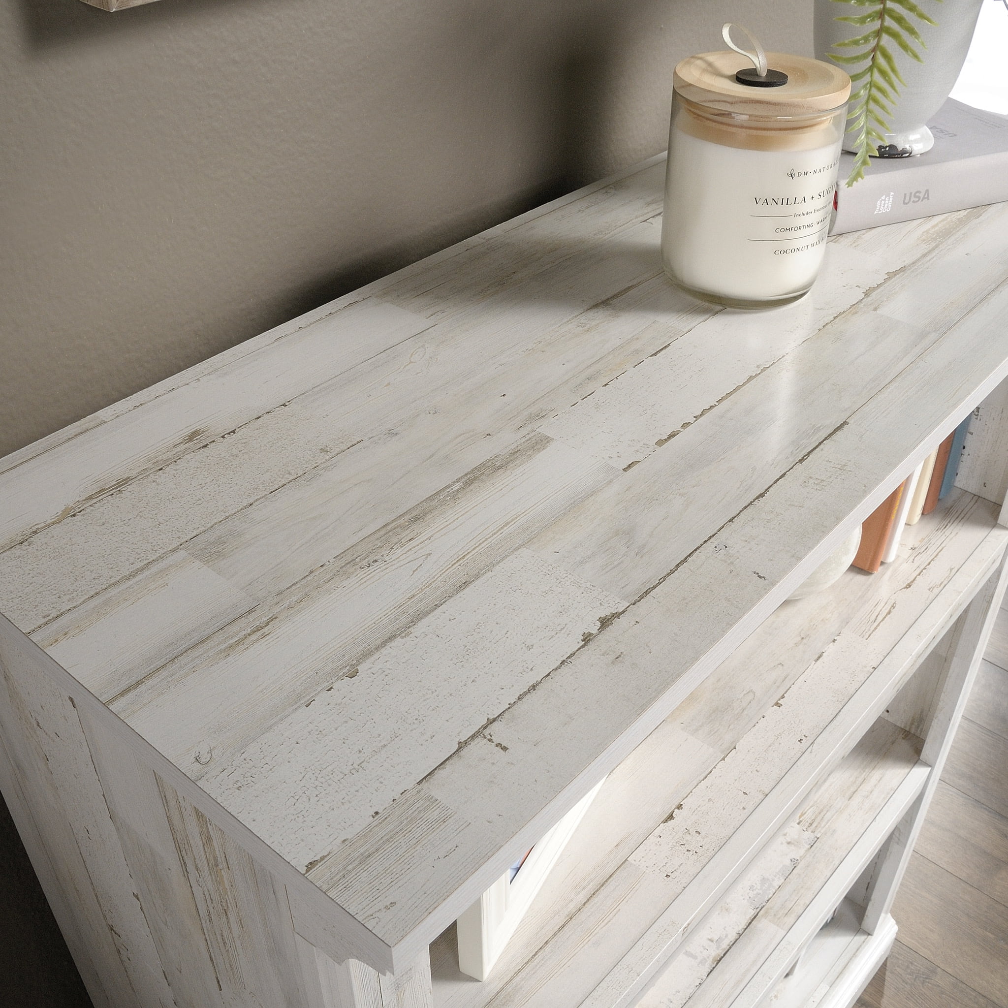 Sauder 3-Shelf Bookcase, White Plank Finish