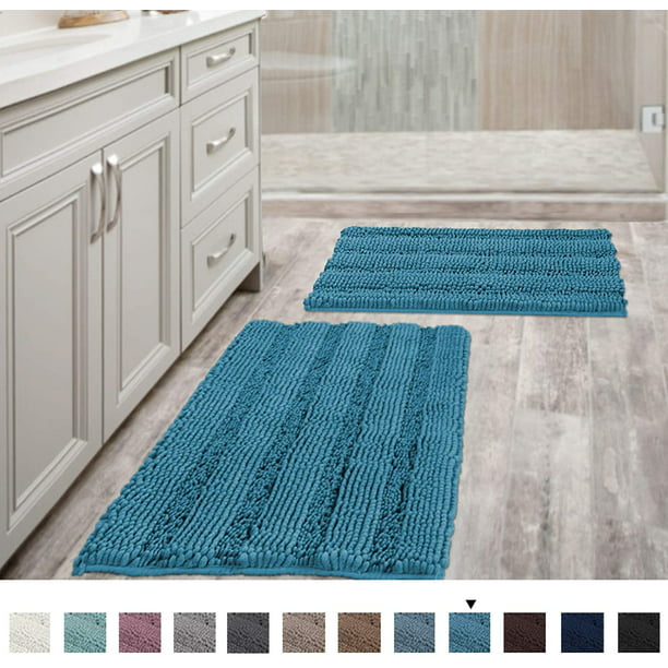 Fluffy Thick Striped Bath Mat, How To Make A Rug Slip Resistant
