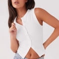 thumbnail image 6 of Bxsruta Women's Ribbed Knit Sleeveless Button Down Cropped Tank Top Casual Fitted Crew Neck Blouse, 6 of 8