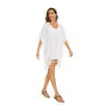 thumbnail image 4 of Beautybatik White Women Solid Tunic Blouse Kaftan V neck Loose Top Plus Size 3X, 4 of 6