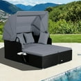 thumbnail image 1 of Costway Patio Rattan Daybed Lounge Retractable Top Canopy Side Tables Cushions Grey, 1 of 9