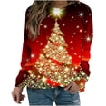 thumbnail image 2 of Puntoco Camiseta de manga larga con cuello redondo y estampado navideño para mujer Puntoco Puntoco-2735, 2 of 4