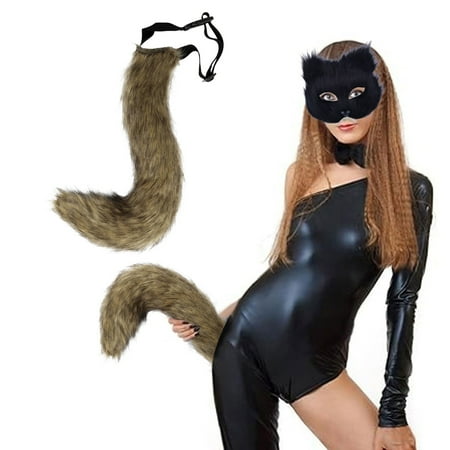 

HMPEAIIY 3D Cute Animal Tail Pendant Women Holder Pompoms Tail Fashionable Hairy Tail 50cm Tail