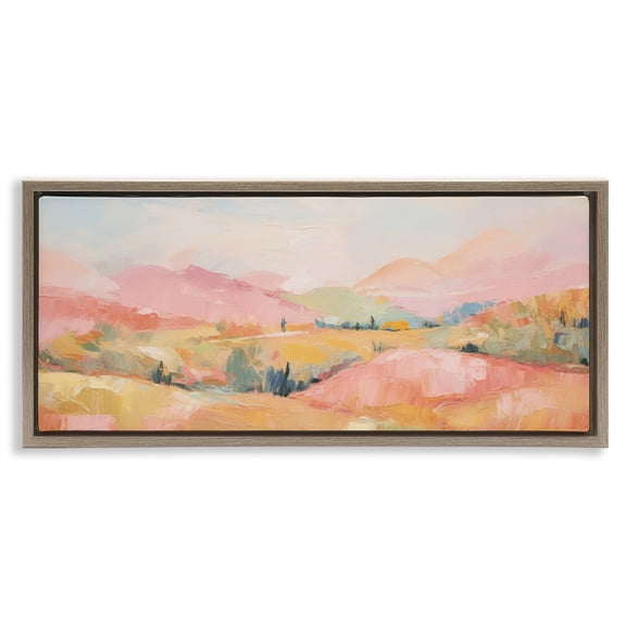 Stupell Industries Contemporary Abstract Tranquility Hills Brown Floating Frame Canvas Art, 25 x 11, by Gina Kelly