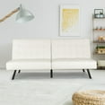thumbnail image 5 of Costway Futon Sofa Bed PU Leather Convertible Folding Couch Sleeper Lounge White, 5 of 12