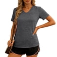 thumbnail image 6 of Mgmyaa Women's Quick-Dry Sports Top V-Neck Short Sleeve Solid Color Slim Fit Breathable for Summer Running and Gym, 6 of 8