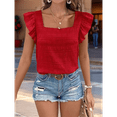 thumbnail image 5 of Women'S Square Neck Ruffle Short Sleeve Top Red XXL, 5 of 9