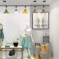 thumbnail image 4 of FSLiving Adjustable Angle J-Type Track Pendant Light,Green/Yellow/White Metal Shade with Vintage E26 Copper Base for Kitchen Bar Sink Counter (Bulb & Ceiling Track Sold Separately) - 3 Lights, 4 of 7