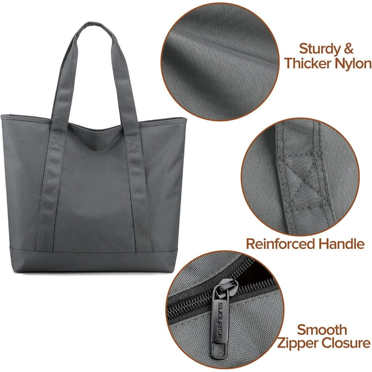 Nylon Tote Bag for Women Large Capacity Shoulder Bag Top Handle Handbag with Zipper for Work College Travel Daily