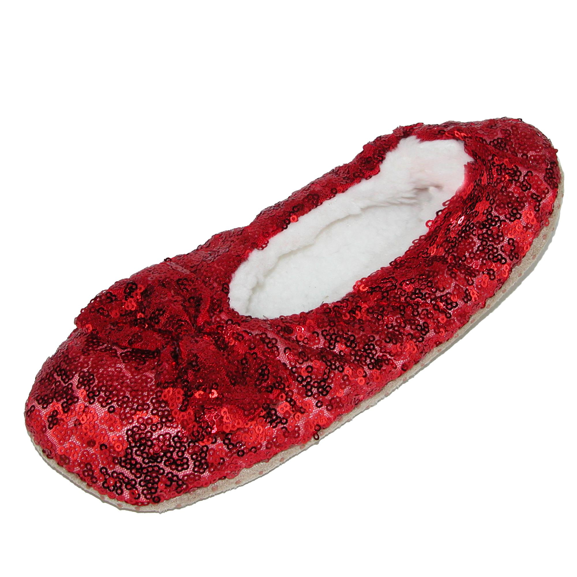 red sequin slippers