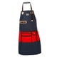 thumbnail image 1 of Delantal de chef Delantal de peluquería Delantal de barbero multifunción Delantal de para cosmetólogo Cafetería Lavavajillas Cocina , Azul con rojo, 1 of 9