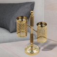 thumbnail image 1 of Candelabro de estilo europeo, candelero chapado en oro hueco tallado para boda, sala de estar, escritorio, festiva, centro de Doble BLESIY Portavelas de pilar, 1 of 7