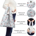 thumbnail image 5 of 5 Pack Foldable Shopping Bag,Light Blue Christmas Snowman and Tree Pattern Reusable Grocery Bags with Pockets,Large Reusable Tote Bags with Handles Waterproof & Lightweight, 5 of 6