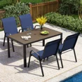 thumbnail image 6 of UDPATIO Patio Chairs Set of 5, Outdoor Dining Chairs High Back with All Weather Breathable Textilene, Metal Frame for Lawn Garden Backyard Deck, Blue, 6 of 9