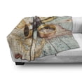 thumbnail image 3 of Compass Soft Flannel Fleece Throw Blanket, Photo of Explorer Tools Nostalgic Brass Telescope on Old Antique World Map, Cozy Plush for Indoor and Outdoor Use, 50" x 60", Multicolor, by Ambesonne, 3 of 6
