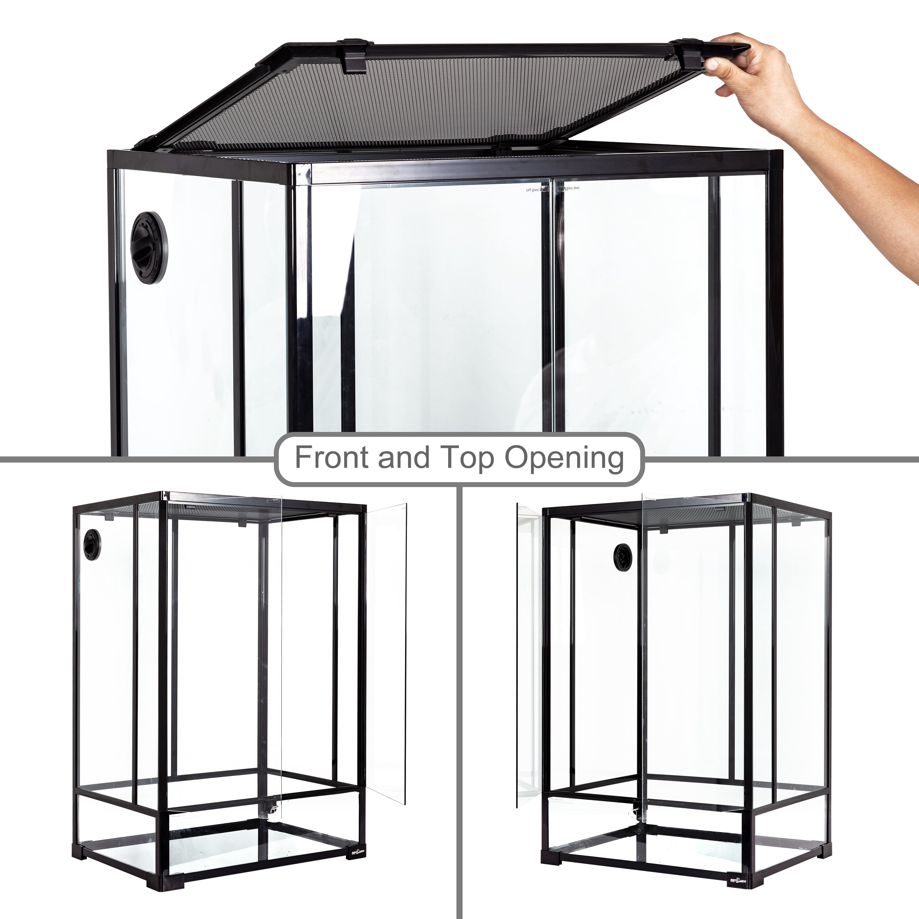REPTIZOO Reptile Glass Terrarium with Double Hinge Door,top and side meshes,extra-tall 23.6" x 17.7" x 35.43", easy assembly