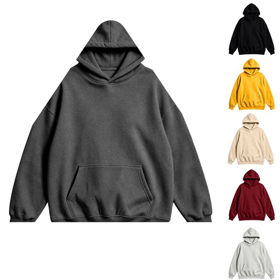 HAJWOH Mens Sweatshirt Basic Hooded Pullover Fall Casual Fitness Long Sleeve Athletic Hoody with Pocket