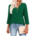 thumbnail image 3 of WIHOLL 3/4 Length Sleeve V Neck Blouses for Women Dressy Casual Spring Summer Tops Business Casual Resort Wear, 3 of 11