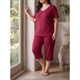thumbnail image 3 of Cueply Women Plus Size Pajamas Set Short Sleeve Pjs Sleepwear Loungewear Nightwear with Pockets, 3 of 8