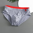 thumbnail image 5 of zeranth Men Briefs Mid Waist Elastic Soft Breathable Anti-septic U Convex Striped Solid Color Casual Men Underpants Underwear, 5 of 7