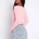 thumbnail image 5 of Blusa Mangas Largas Camisa básica para mujer, top ajustado, cuello en forma de corazón, traje de calle (rosa L) Cgtredaw Rosa T L para Mujer, 5 of 5