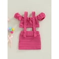 thumbnail image 3 of Franhais Little Girls 2PCS Skirt Outfits, Short Sleeve Off-Shoulder Crop Tops+  Suspender Skirt, 3 of 9