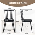 thumbnail image 5 of ClinQ Wooden Windsor Dining Chair Set of 2，Modern Classic Armless Kitchen Side Chairs with a Padded Seat and Sturdy Iron Legs for Dining Room, Black, 5 of 6
