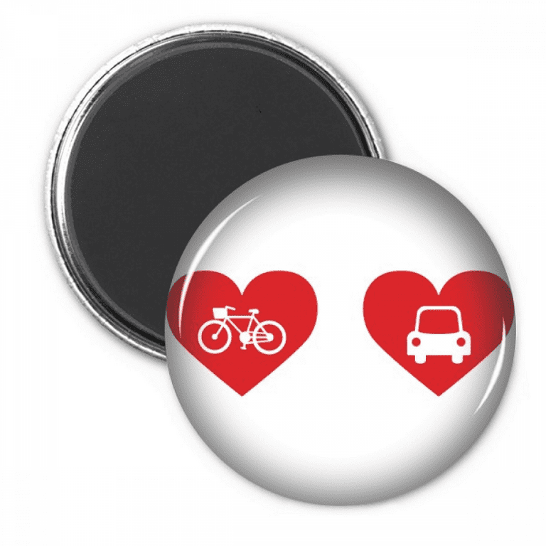 Bicycle Car Red Heart Pattern Refrigerator Magnet Sticker