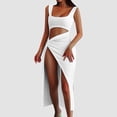 thumbnail image 2 of Vestido con tirantes y aberturas para mujer 2025 Summer - Cuello cuadrado, sin mangas, poliéster, fiesta/casual, XS-L, 2 of 5