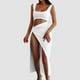 thumbnail image 2 of Vestido con tirantes y aberturas para mujer 2025 Summer - Cuello cuadrado, sin mangas, poliéster, fiesta/casual, XS-L, 2 of 5