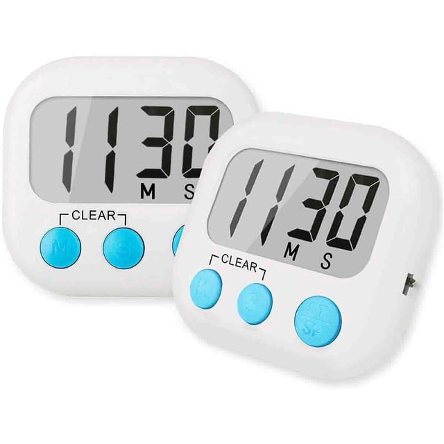 Temporizador de Cocina Digital, Cronómetro Electrónico Multifuncional, Timer de Gestión, Temporizadores Digitales Magnéticos para Cocina, con Soporte Trasero, Blanco