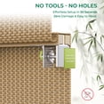 thumbnail image 2 of Allesin zen No Drill Cordless Bamboo Roman Shade, 20"W x 64"H, Brown, 2 of 9