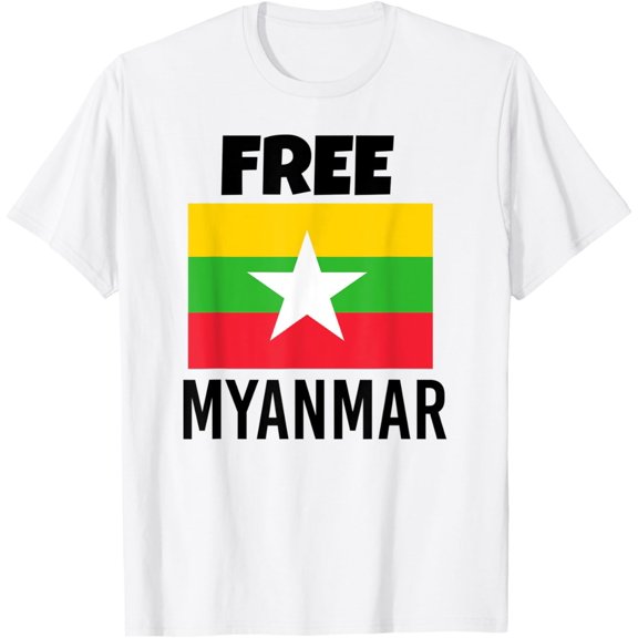 t-shirt Free Myanmar Burma T-ShirtMen and women can wear white T-shirts, gifts. Age: M,,L,XL,2XL,3XL, 4XL