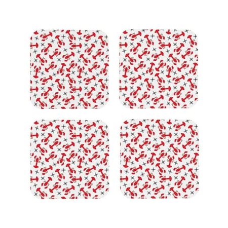 

Leather Coasters Set of 4 - Shrimp No.9055 Lightweight Non-Slip Drink Coasters for Desk Anti-Scalding Desk Cup Coasters for Office Table Decor Square