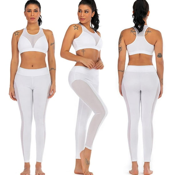 Conjunto de yoga para mujer 2 piezas Chaleco casual Leggings Fitness Ropa deportiva Traje (Blanco M) Ndcxsfigh Nuevos Originales