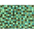 thumbnail image 1 of Ahgly Company Machine Washable Indoor Rectangle Checkered Turquoise Blue Modern Area Rugs, 2' x 3', 1 of 4