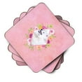 thumbnail image 2 of Carolines Treasures CK4177FC Samoyed Pink Flowers Foam Coaster Set of 4 3 1/2 x 3 1/2 multicolor, 2 of 4