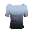 thumbnail image 7 of YUGYXL Gradient Colors T Shirts for Women Casual Crew Neck Short Sleeve Tunic Tops Pleated Slim Fit Fashion Summer Tees Dark Gray Tops M, 7 of 7