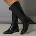 thumbnail image 5 of hzomhy Womens Mid Calf Boots Pointed Toe Rear Zipper for Casual Daily Shopping and Fall Winter Wear, 5 of 9