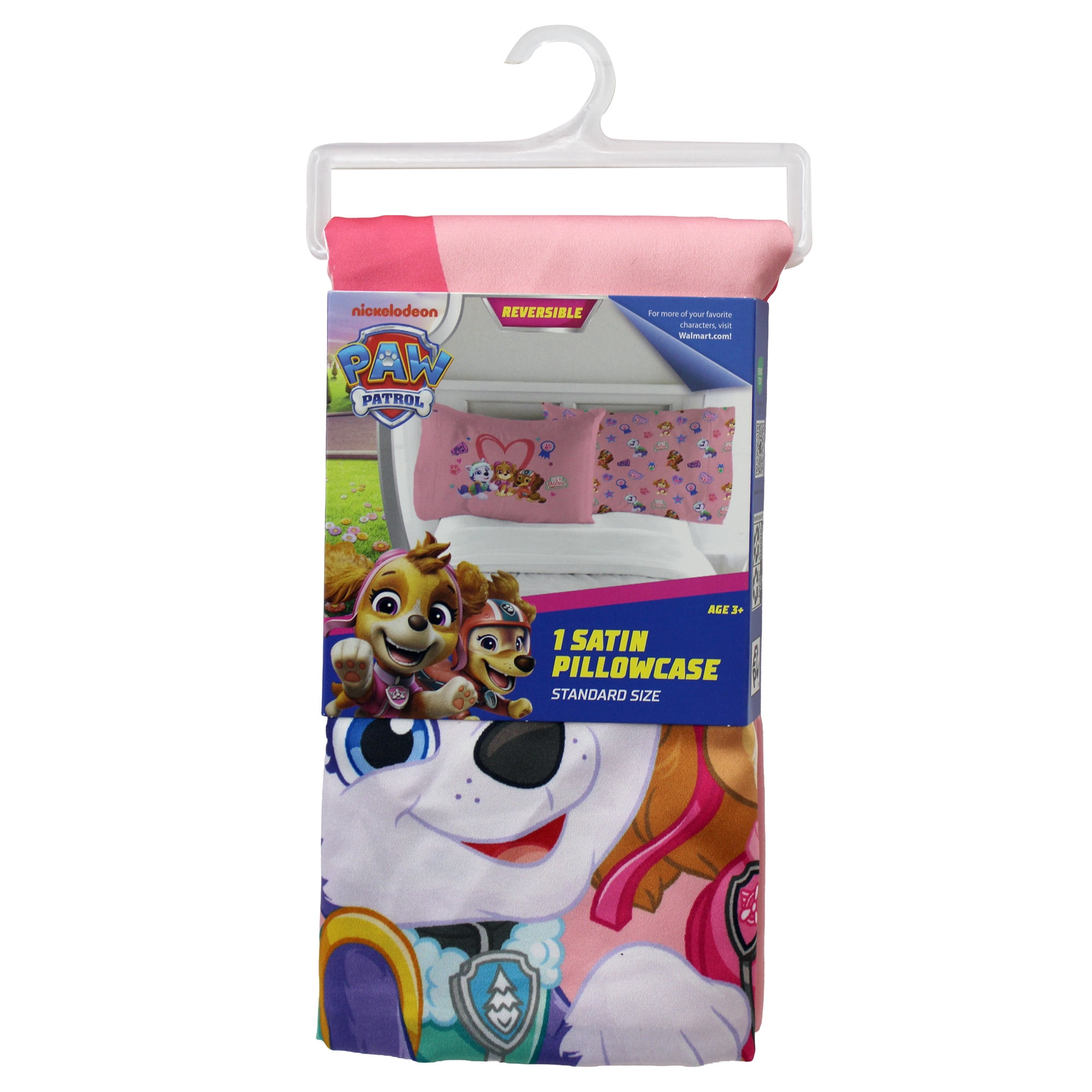 PAW Patrol Pink Reversible Silky Satin Pillowcase, Standard Size, 1-Pack