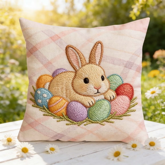 ddioayh Easter Theme Printed Cushion Covers Soft Breathable Fabric High Definition Printing 45x45cm with Concealed Zipper for Home Decor Sofa Bedroom Office Holiday Gift