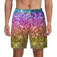 thumbnail image 3 of Uemuo Glitter Rainbow Pattern Mens Swim Trunks Quick Dry Board Shorts with Mesh Lining, Stretch Beach Shorts Quick Dry No-Chafing Board Shorts-Large, 3 of 9