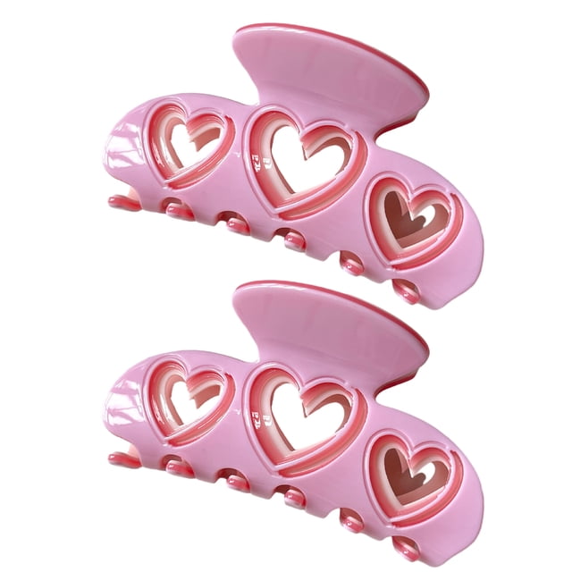 2pc Pink Heart Hollow grip clip Y2K Hair grip clip horquilla decorativa