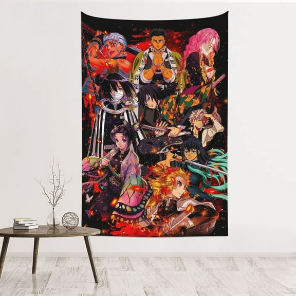 Demon Slayer: Kimetsu No Yaiba Tapestry Wall Hanging Home Decoration Wall Blanket Dormitory Living Room Bedroom Backdrop Poster( 60x40inch)