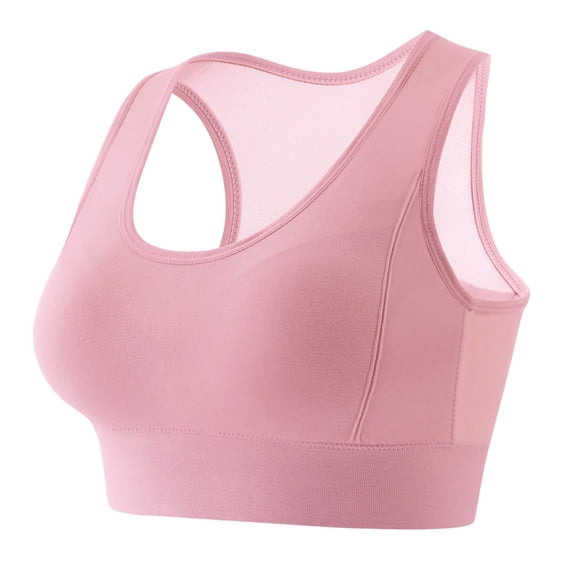 Xfvqtps Sports Bras for Women Racerback Mesh Back Breathable Elastic Pullover Shockproof Solid Color Comfortable Running Yoga Tank Tops Pink