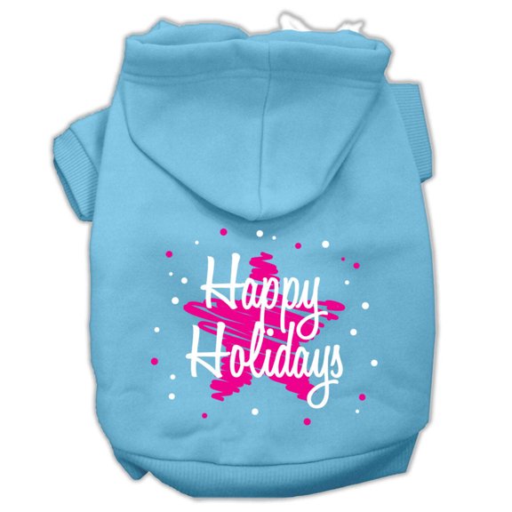 Christmas Pet Dog Cat Hoodie Screen Printed, "Scribble Happy Holidays"